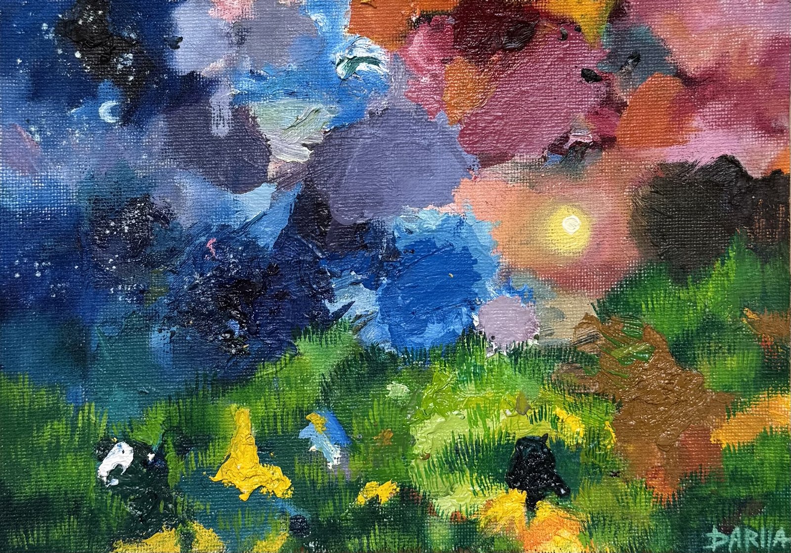 Cosmic Flora — Acrylic on canvas board