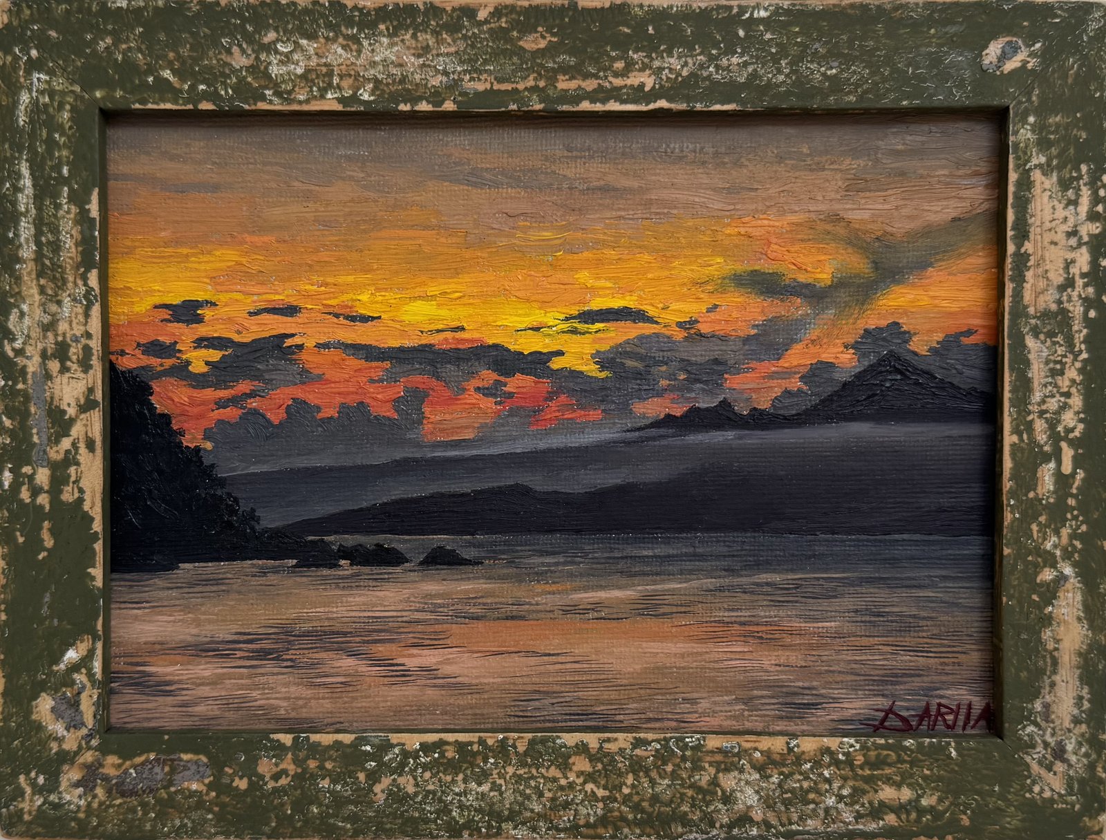Last Light, Da Nang — Oil on canvas board