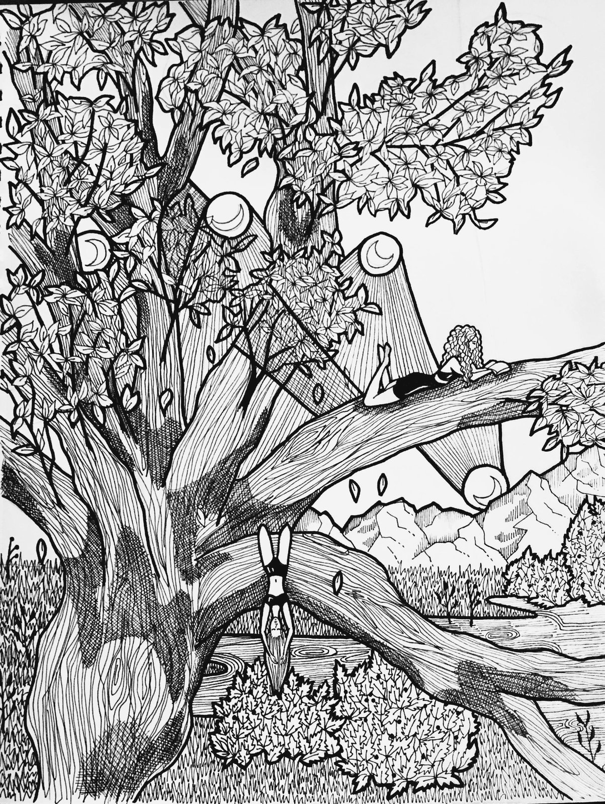 Tree and Figure — Ink on paper