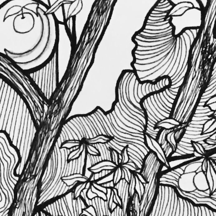 Niña en el manzano — detalle 3