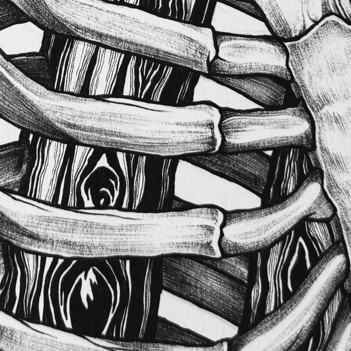 Esqueleto y árbol — detalle 2