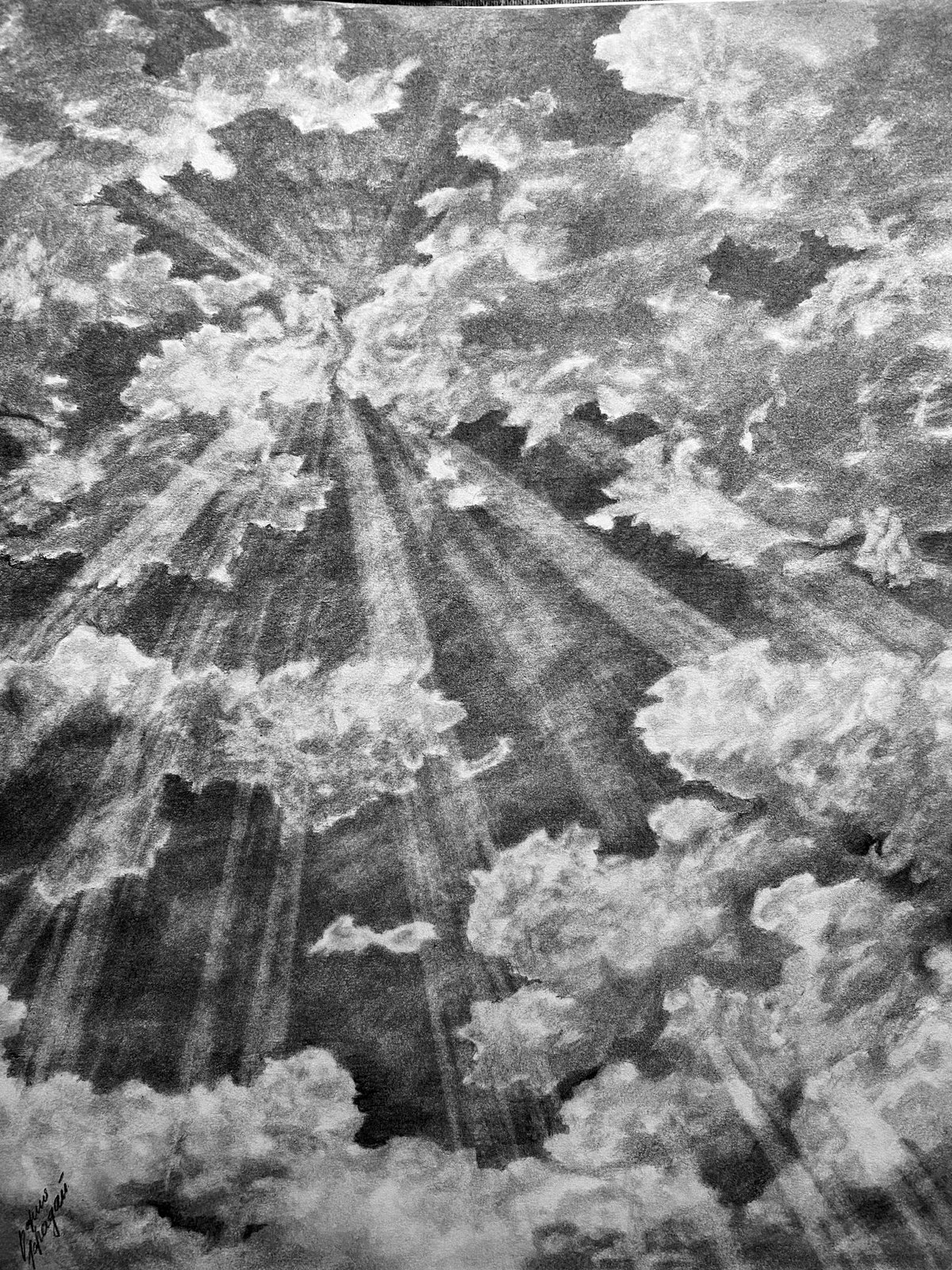Light Through Clouds — Graphite on paper