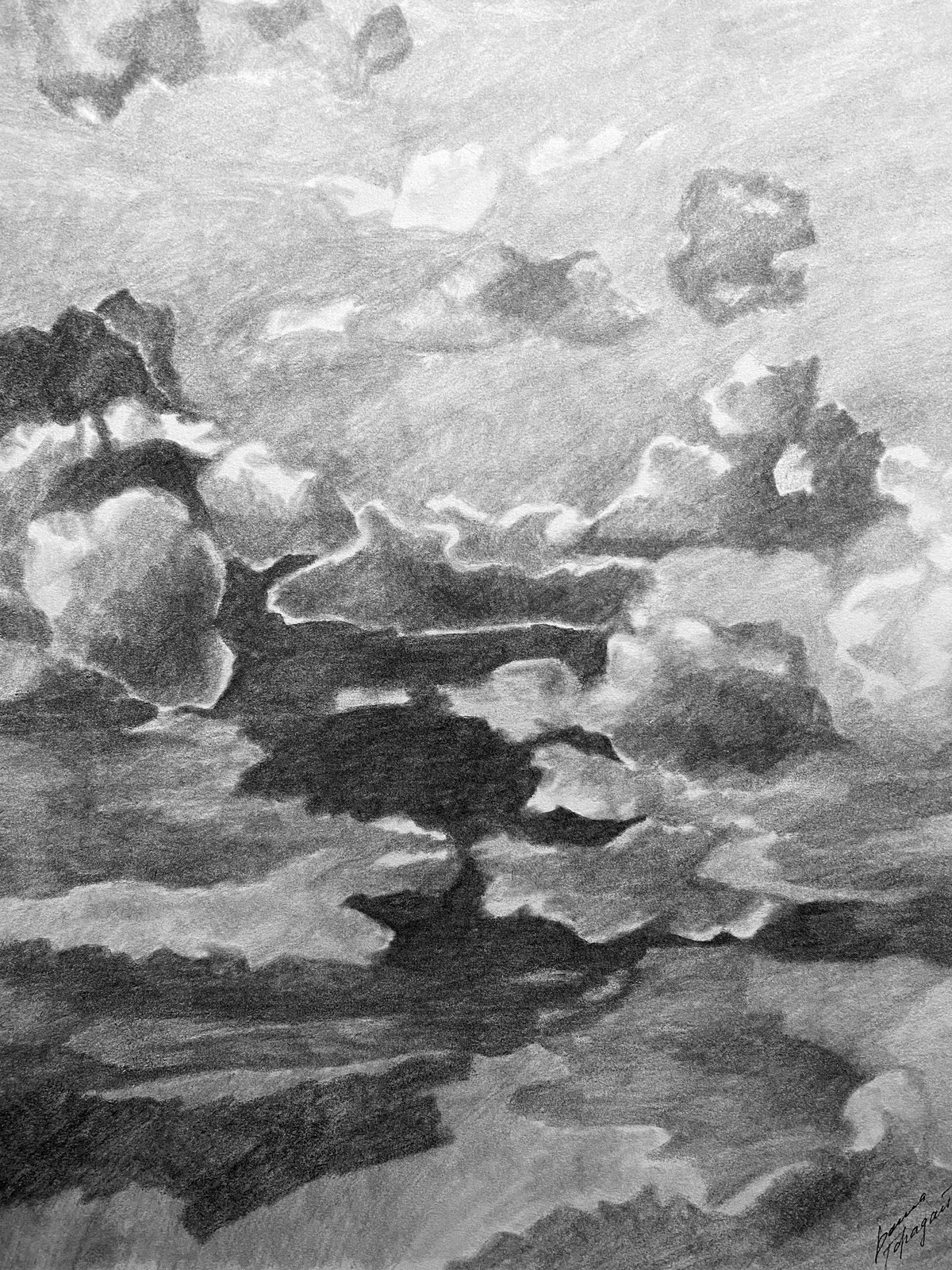 Storm Clouds — Graphite on paper